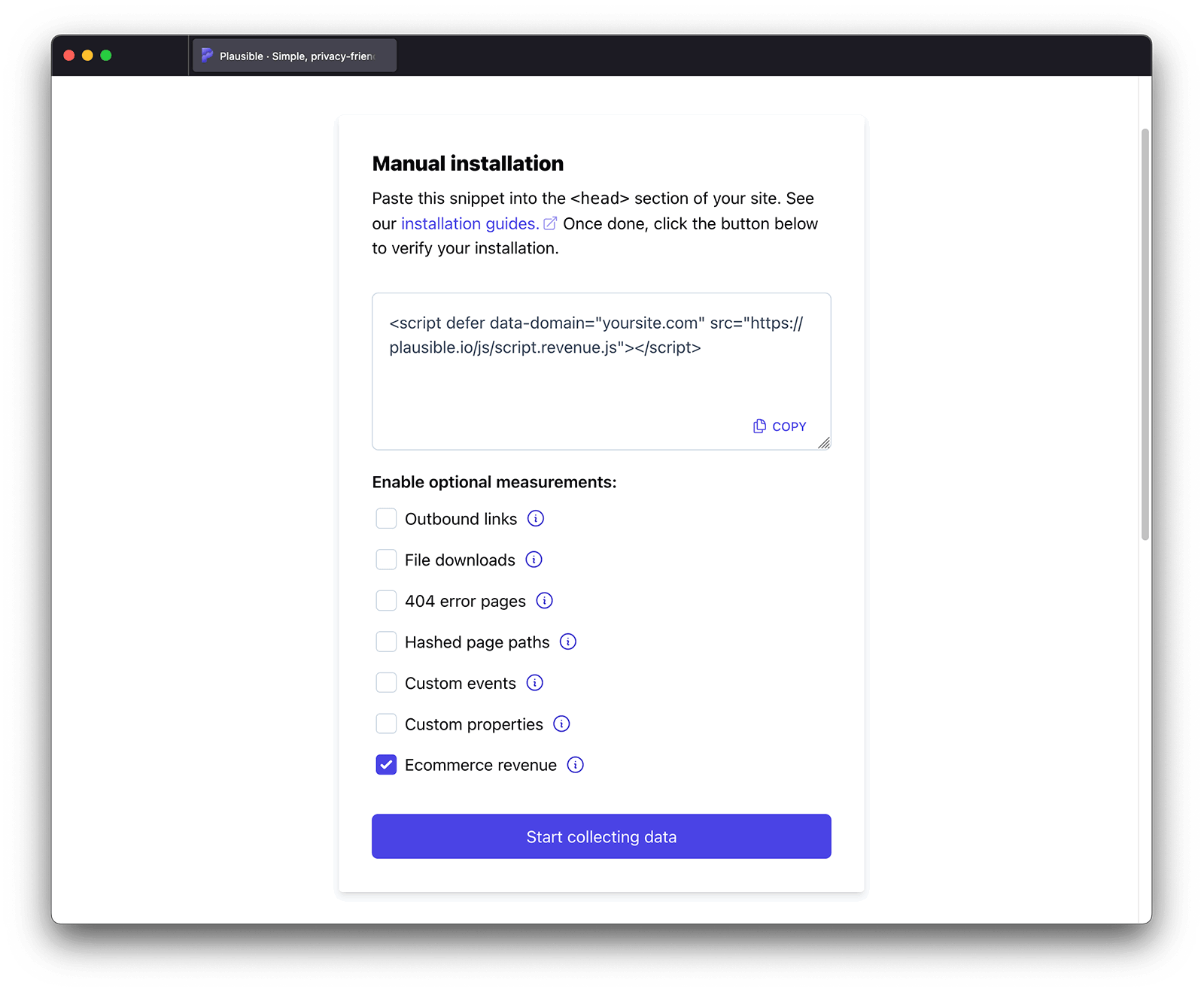 Enable revenue tracking during onboarding