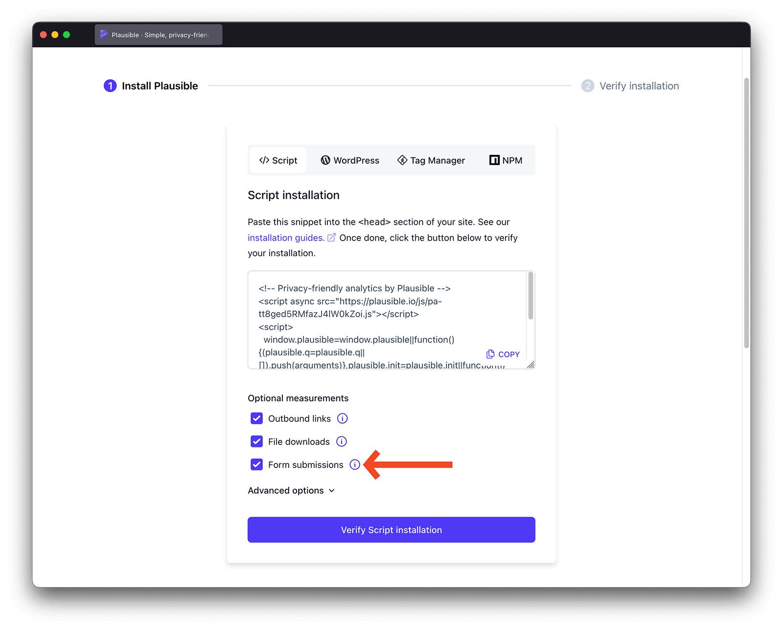 Enable form submissions tracking during onboarding